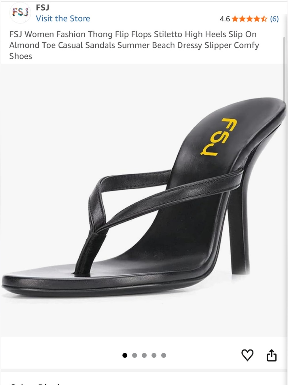 Black leather flip flop high heels